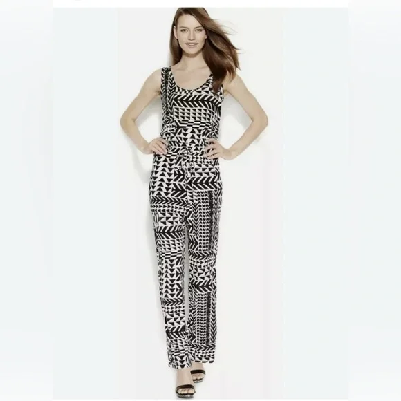 CALVIN KLEIN Black & White Sleeveless JumpSuit | Size 8 | MSRP $129 💋 NWOT - Picture 5 of 11